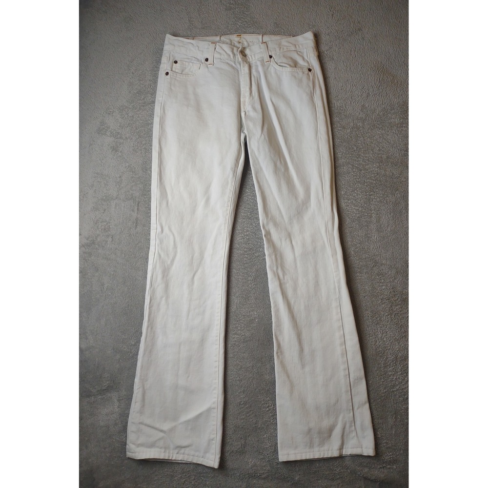 7 For All Mankind Flare Jeans Women's Size 28 White Denim Vintage Y2K Retro Boho